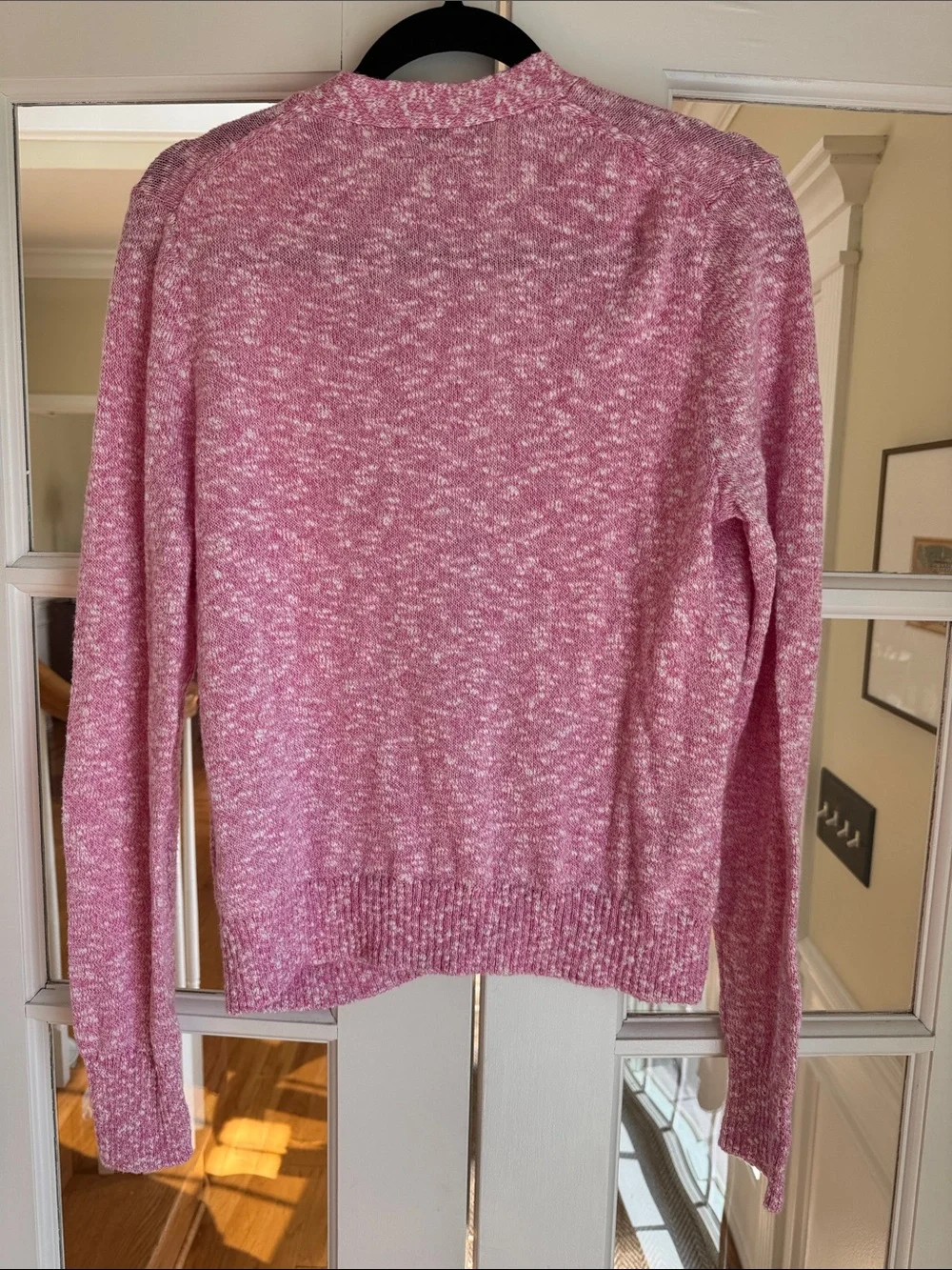 J. Crew Pink Marled V-Neck Button Front Cardigan